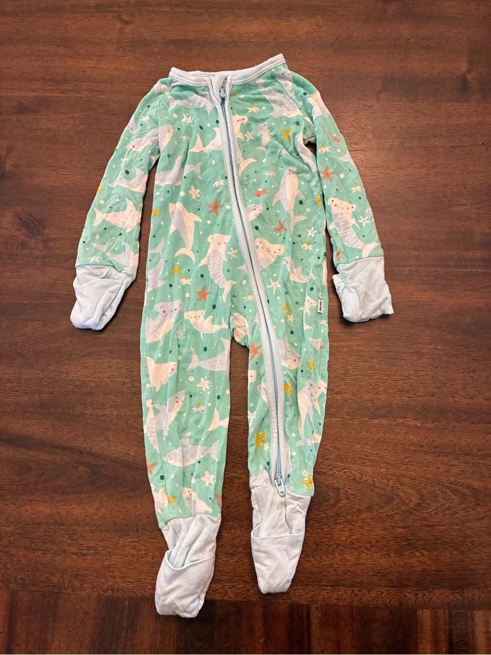 Little Sleepies Zippy 0-3 Months Shark Soiree Double Zipper One Piece Pajamas